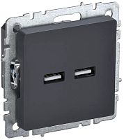 Розетка USB тип A+A без рамки IEK Brite РЮ10-1-БрГ 2-м. 3100мА графит картинка